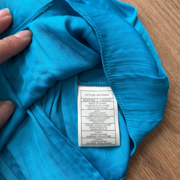 Betsey Johnson Teal Empire Waist Maxi Dress Floral Trim Size M - Picture 5 of 8